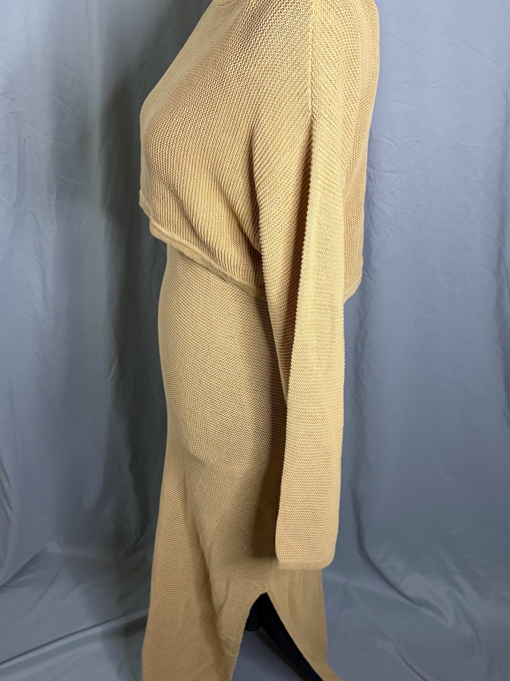 BCBGMaxAzria Camel Knit Midi Dress with Long Sleeves - Picture 4 of 11